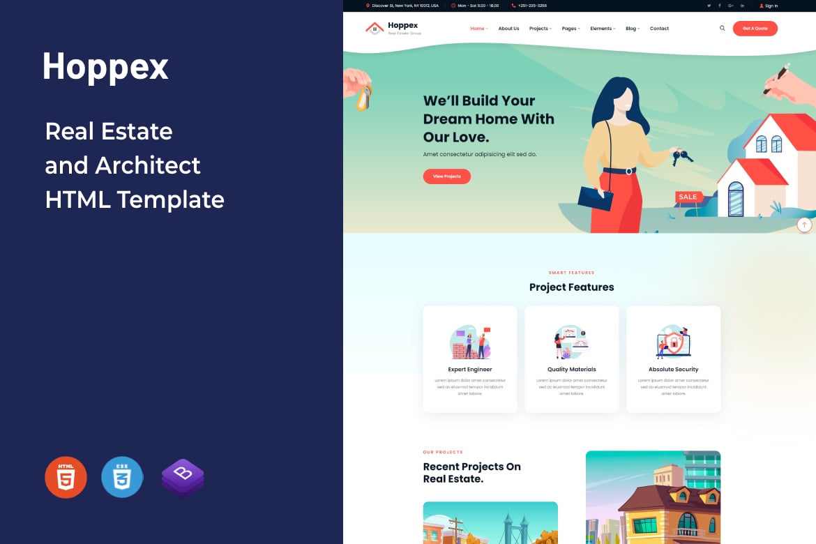 Hoppex — HTML-шаблон недвижимости и архитектуры