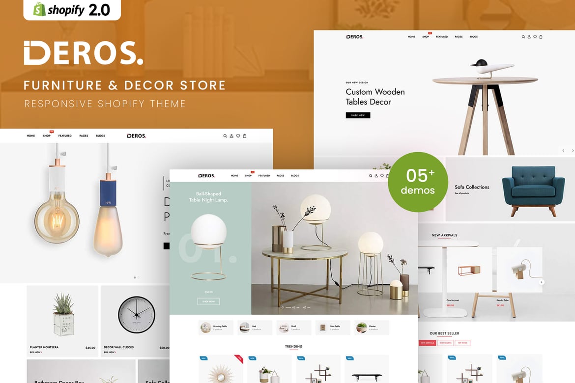 Deros - адаптивная тема Shopify для мебели и декора