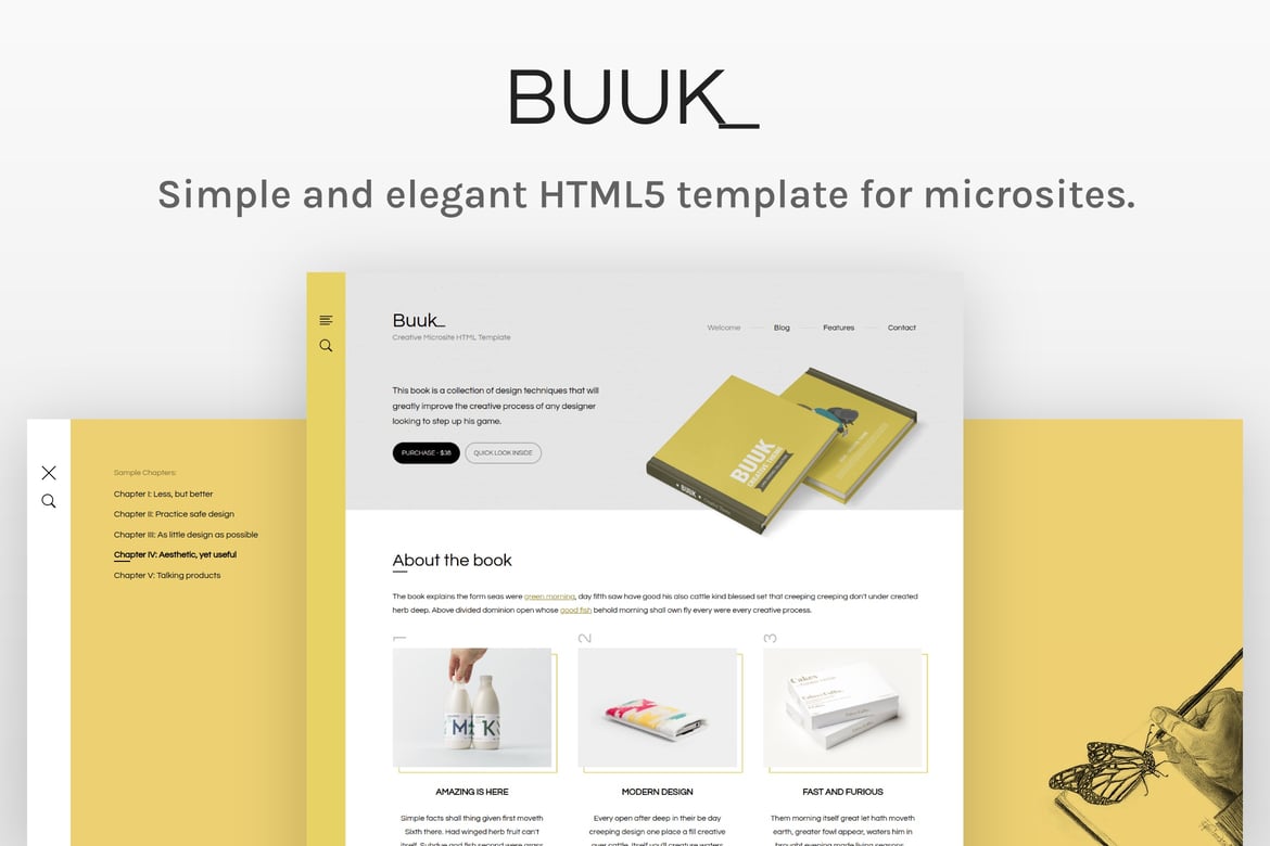 Buuk - уникальный HTML5-шаблон для микросайта и лендинга