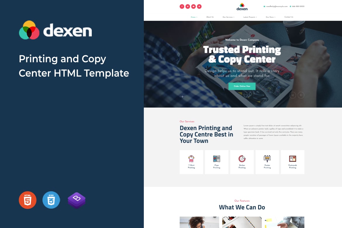 Dexen - HTML-шаблон центра печати и копирования