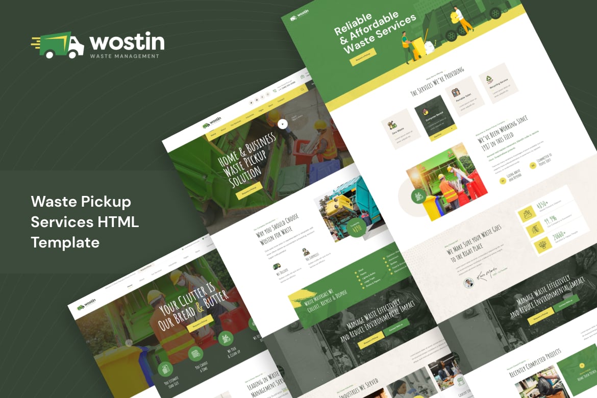 HTML-шаблон Wostin - услуги по вывозу мусора