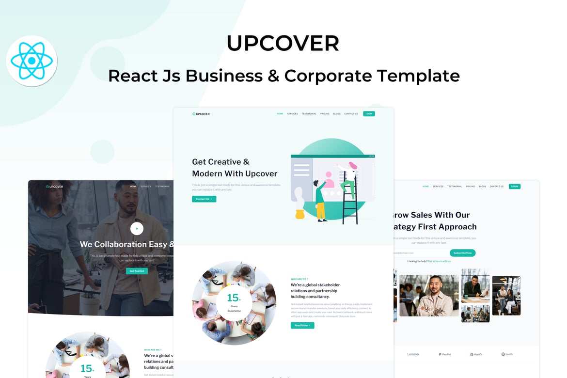 Upcover - Шаблон бизнес-страницы React Js