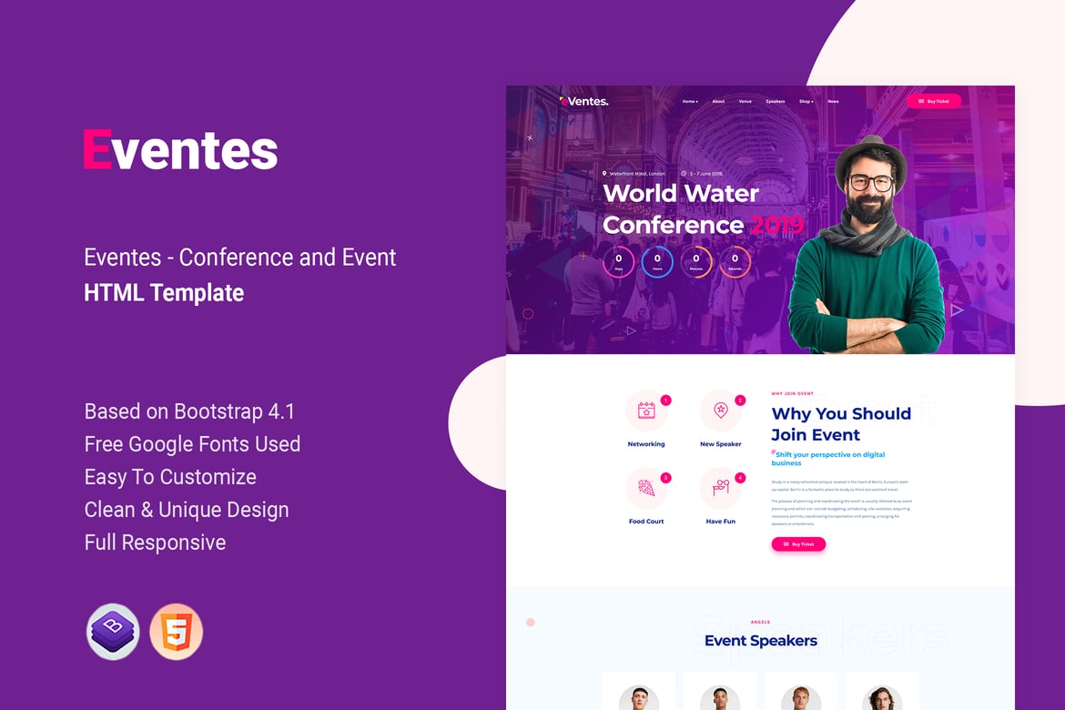 Eventes - HTML-шаблон конференций и мероприятий