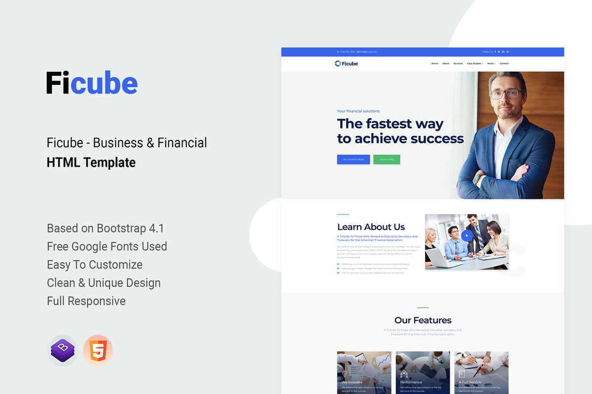 Ficube - HTML-шаблон для бизнеса и финансов