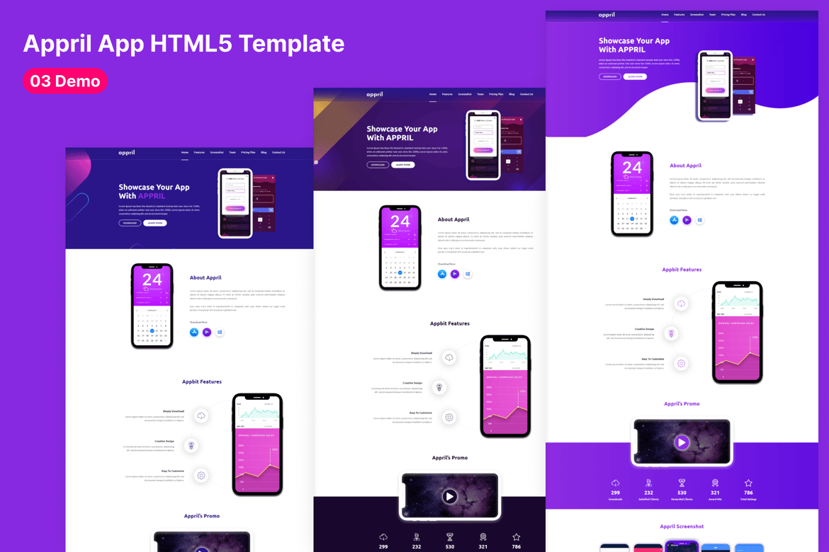April - HTML-шаблон для лендинга приложения