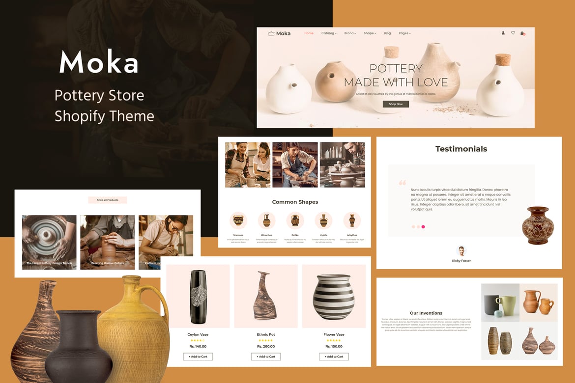 Moca - керамические горшки, тема Shopify ручной работы художника