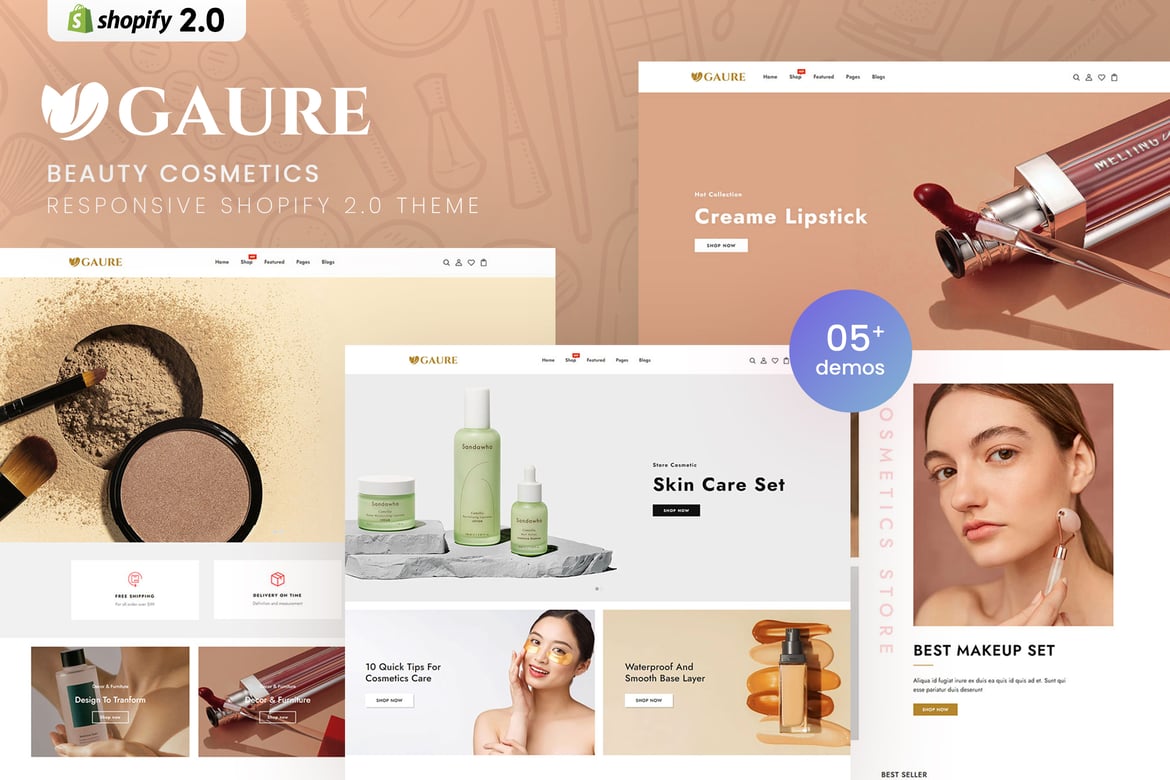 Gaure - Тема Shopify 2.0 для красоты и косметики