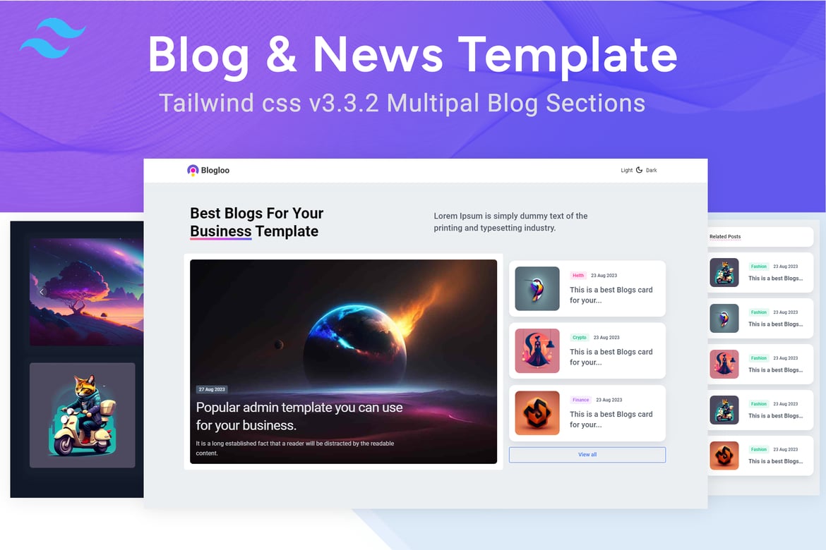 Блог - Шаблон новостей блога TailwindCSS