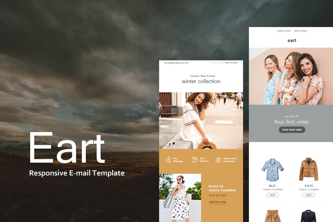 Eart Mail - адаптивный шаблон электронной почты для электронной коммерции