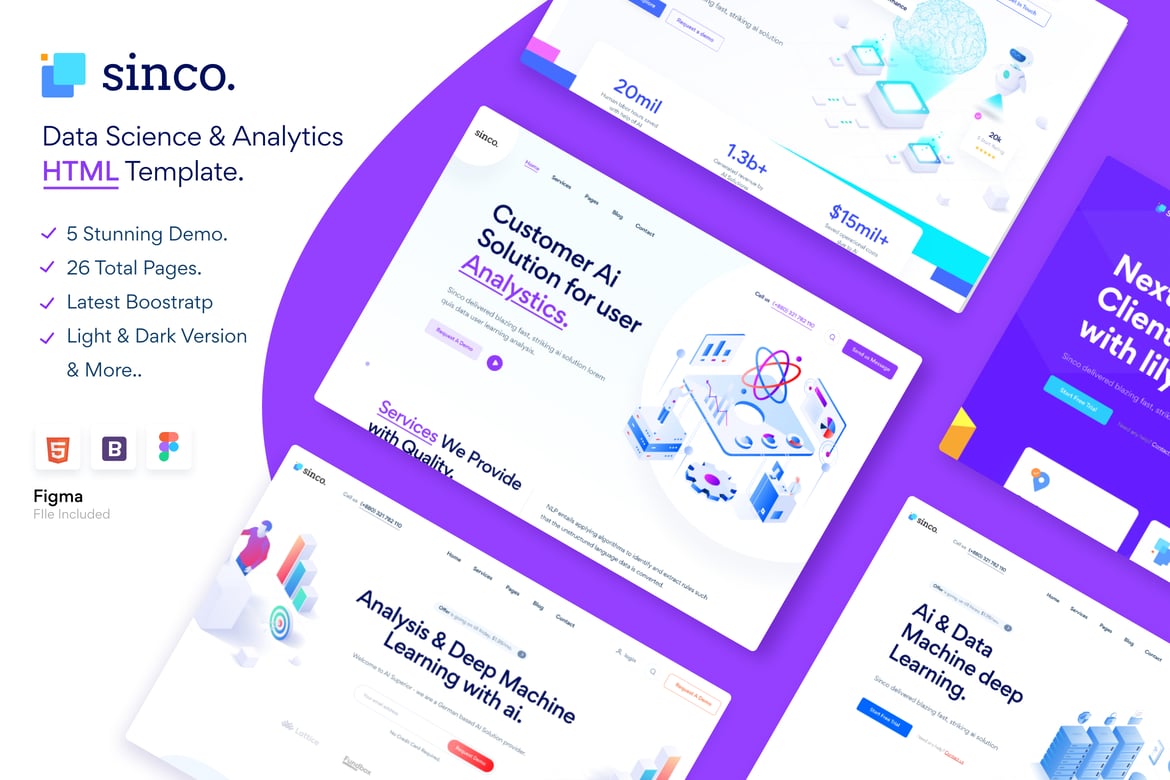 Sinco - HTML5 Шаблон для науки о данных и аналитики