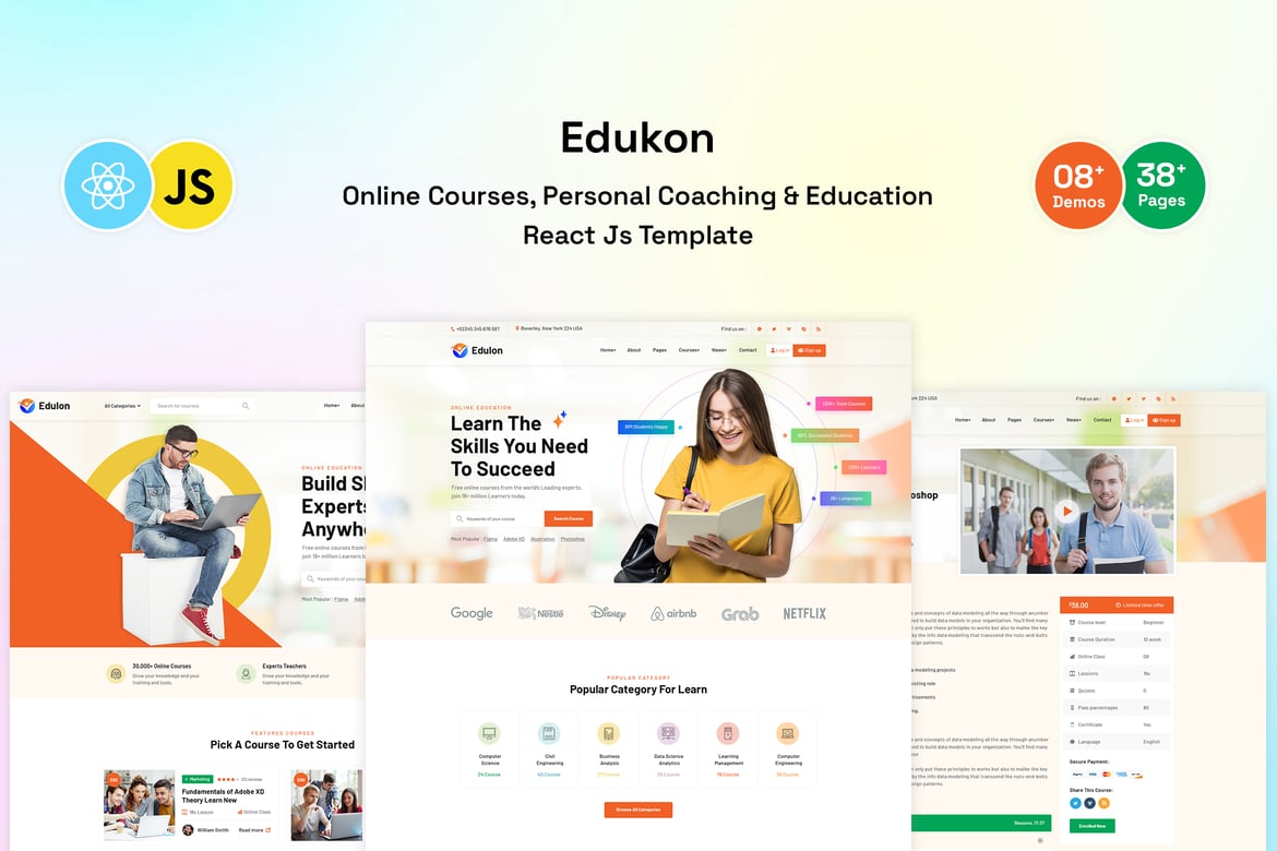 Edukon - Шаблон React JS для образования и LMS