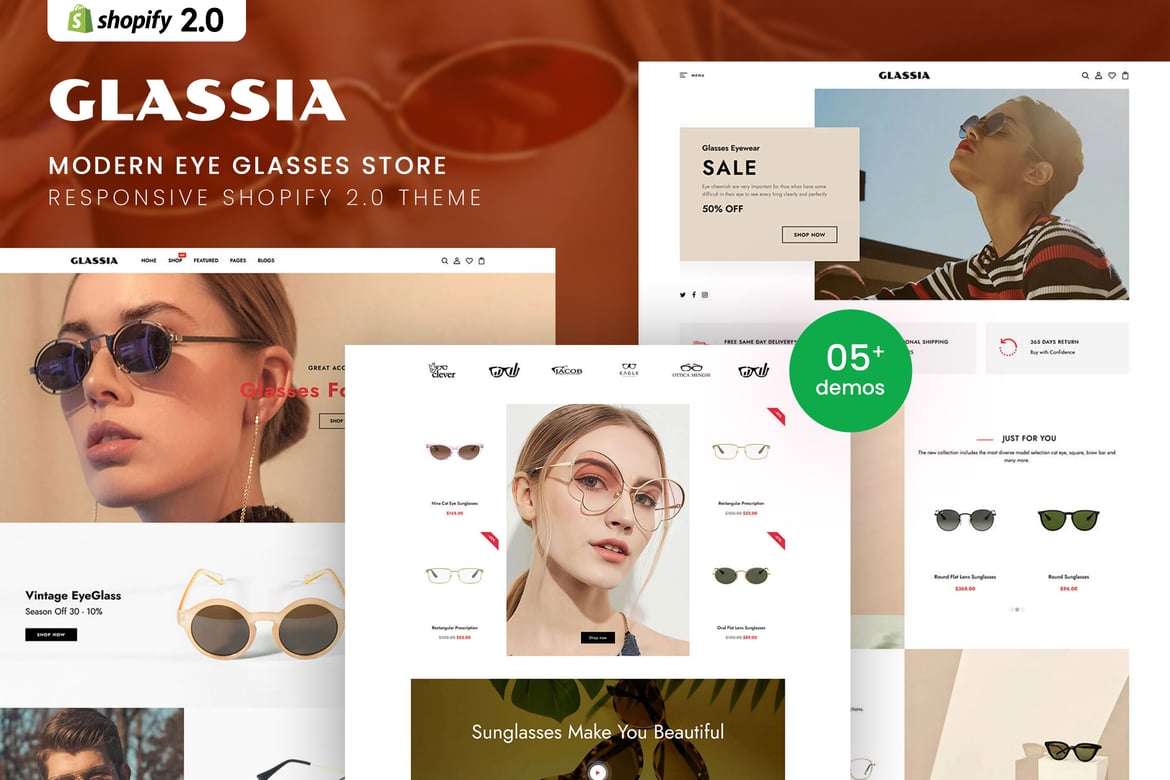 Glassia - Тема Shopify 2.0 для современных очков