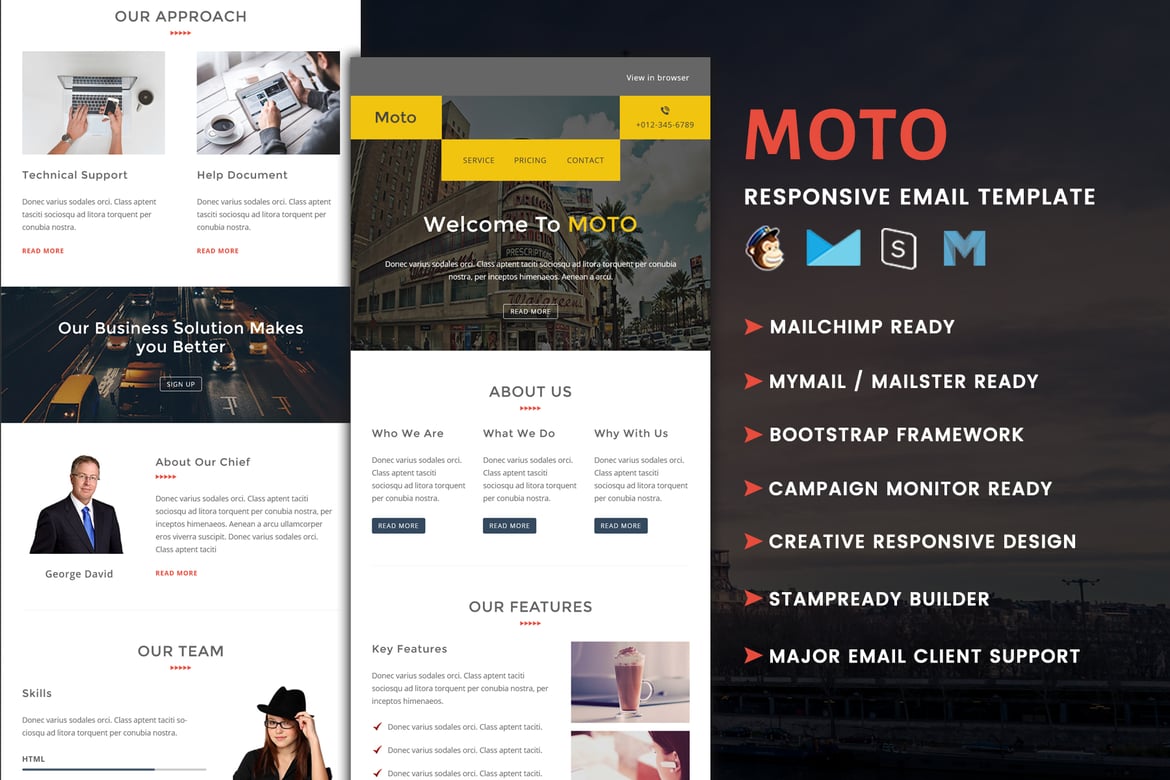 Moto - многофункциональный адаптивный Шаблон электронной почты