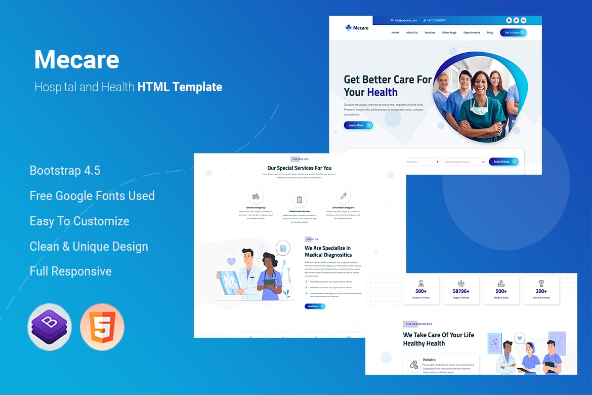 Mecare — HTML-шаблон для больниц и здравоохранения
