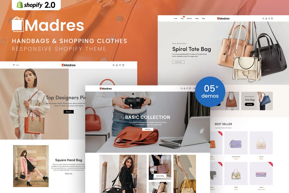 Тема Shopify для мам - сумки и одежда для покупок
