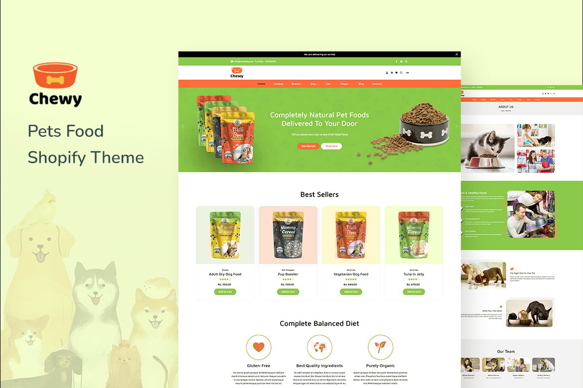Chewy - тема Shopify для магазина собак, котят и домашних животных