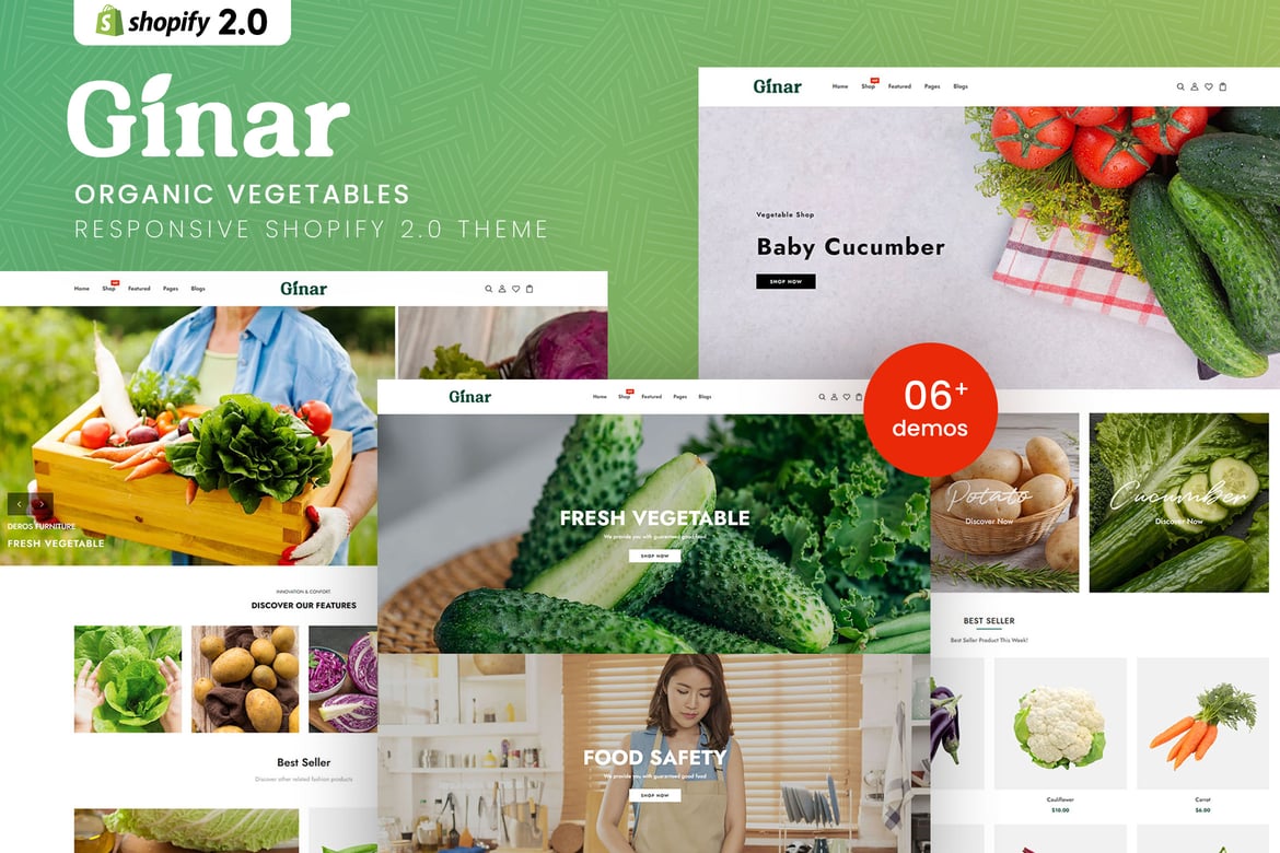 Gınar - Тема Shopify 2.0 для органических овощей