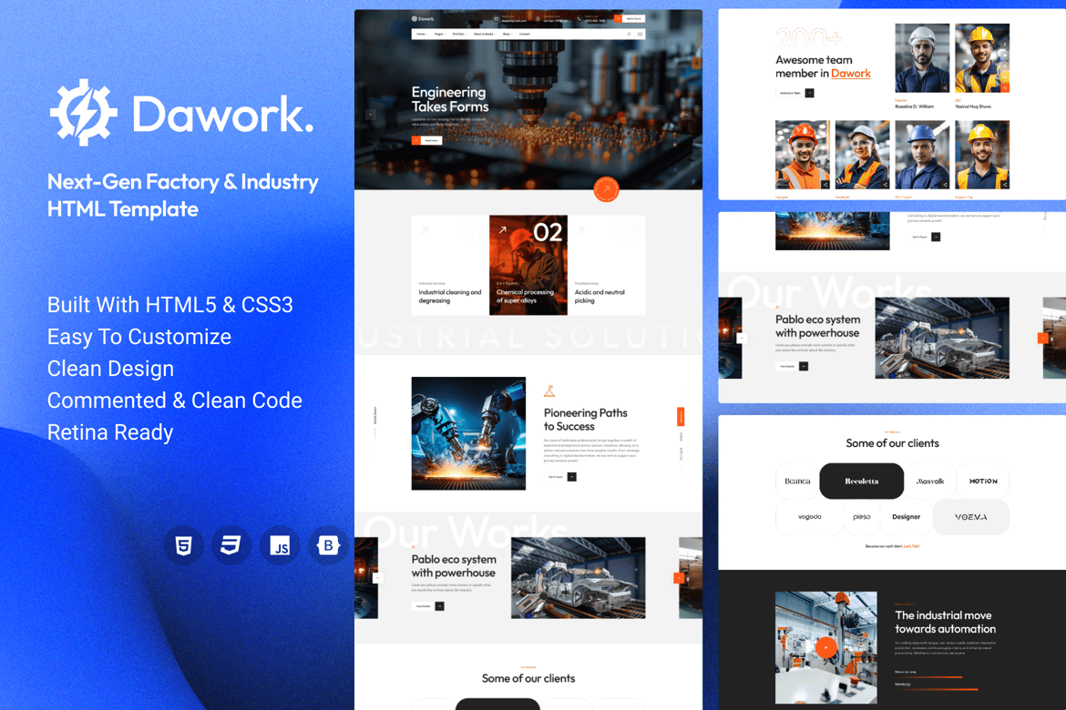Dawork - HTML-шаблон нового поколения для фабрик и отраслей