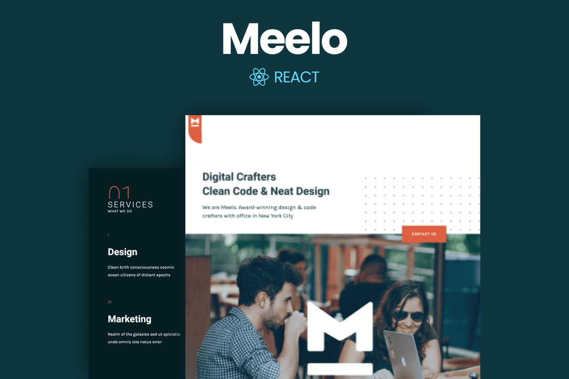 Meelo - одностраничный Шаблон Агентство React