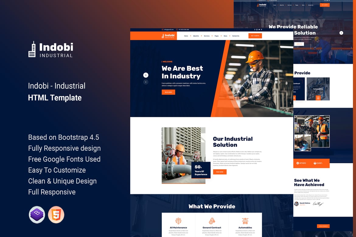 Indobi - Промышленный HTML-шаблон