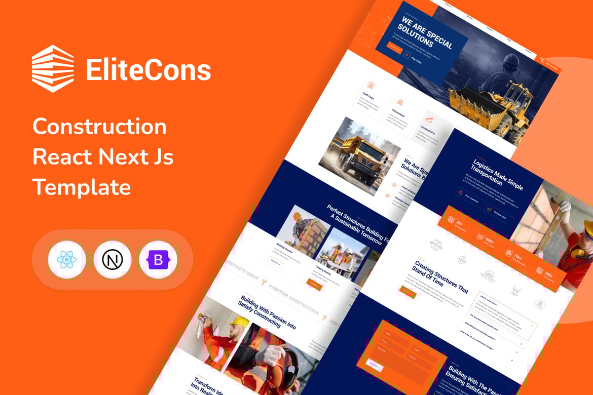 Elitecons - Строительное здание React Next Js