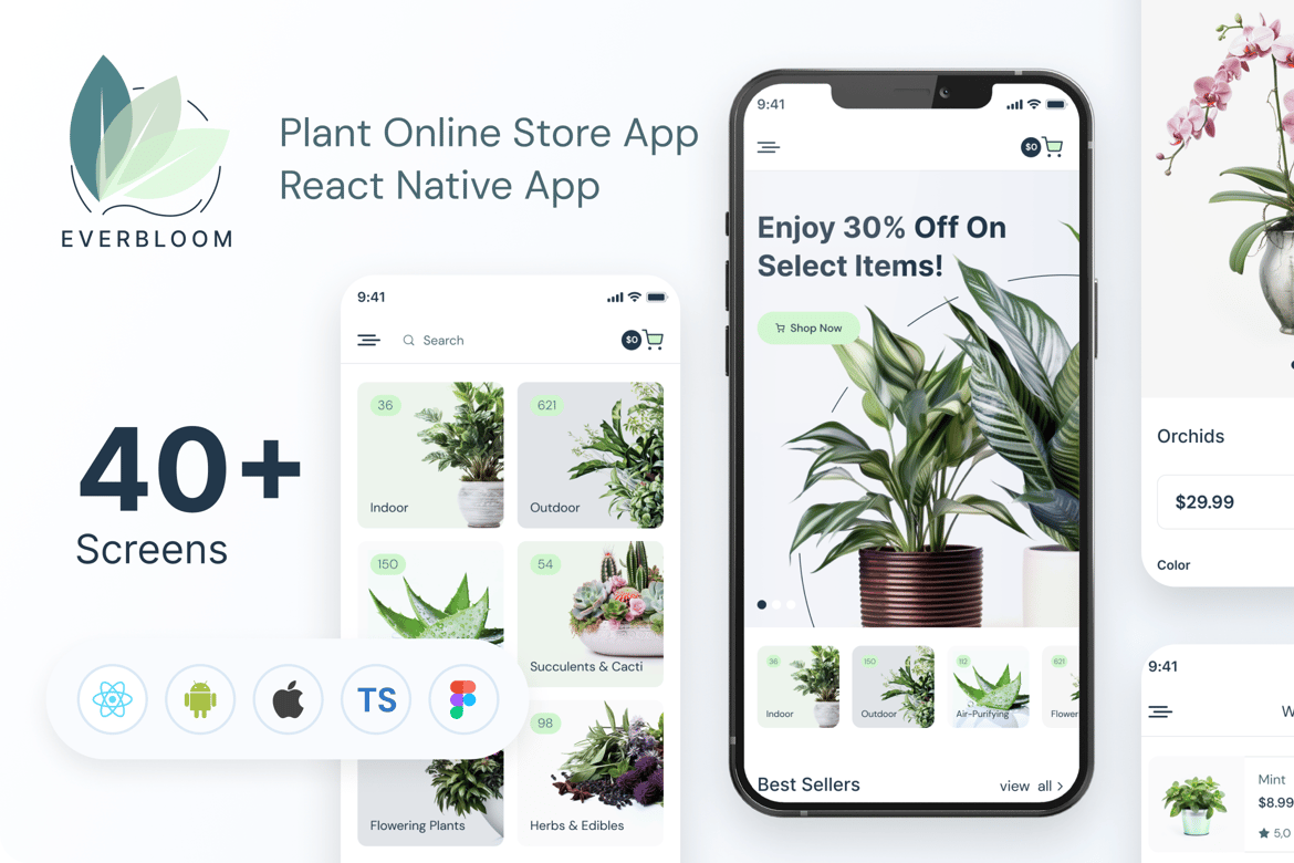 Everbloom - приложение React Native для интернет-магазина растений