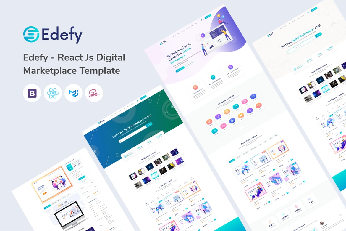 Edefy - Шаблон цифровой торговой площадки React Js
