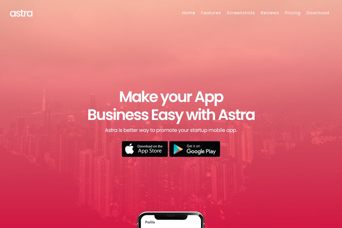 Astra | Шаблон целевой страницы Приложение