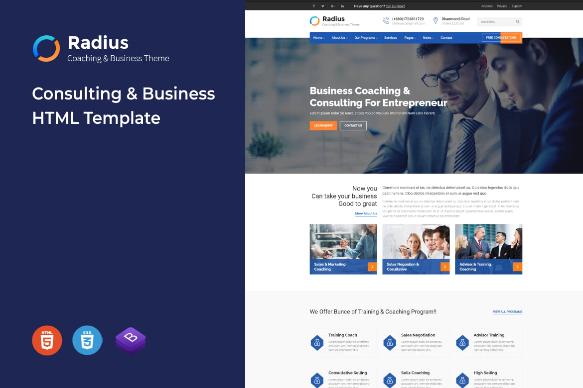 Radius - HTML-шаблон для консалтинга и бизнеса