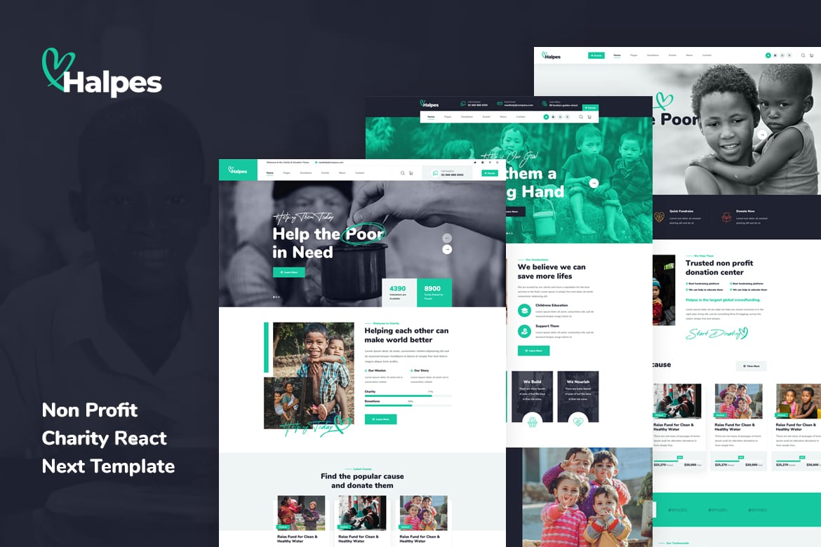 Шаблон React Next Halpes - некоммерческая благотворительная организация