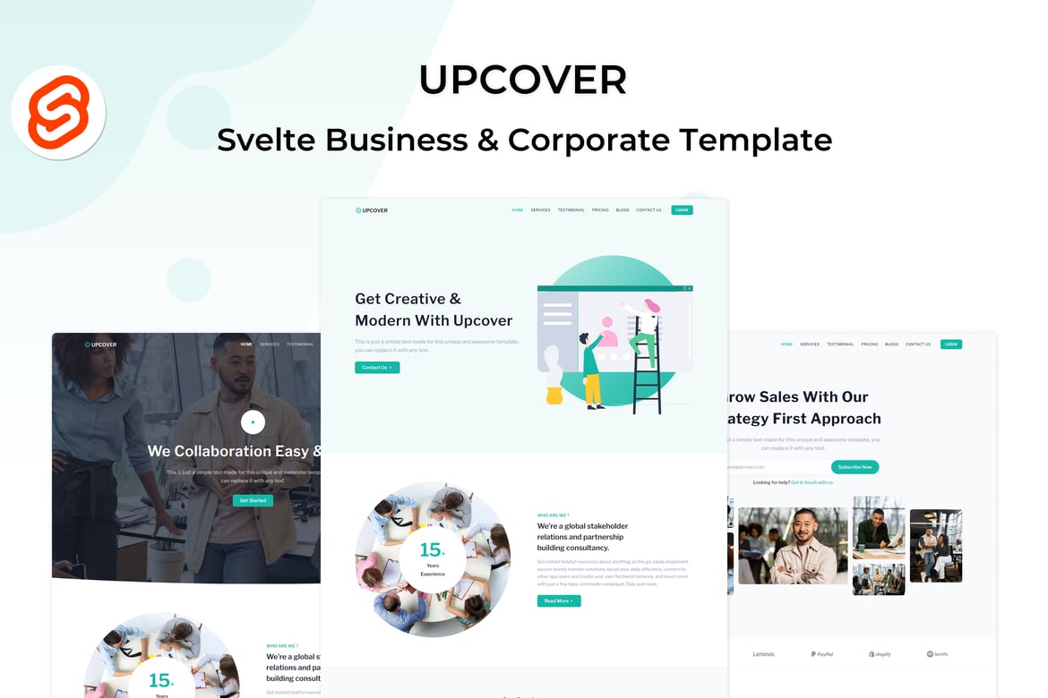 Upcover - Шаблон целевой страницы для бизнеса Svelte Js
