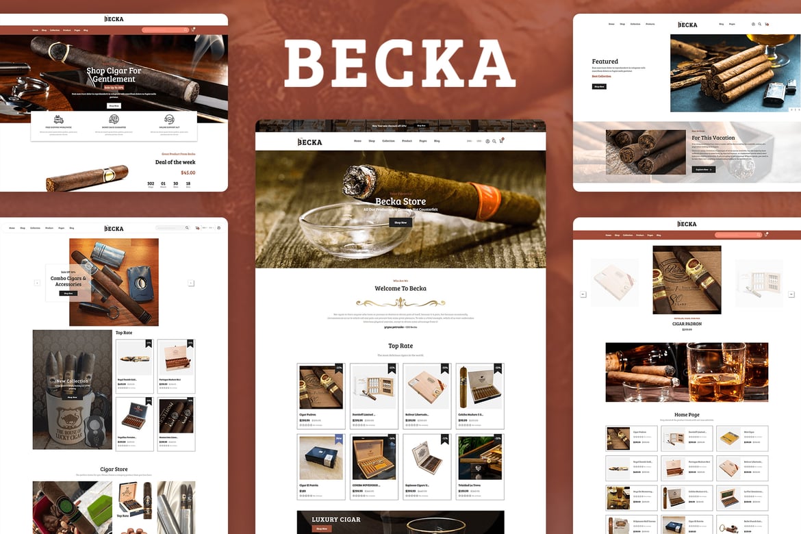 Тема Shopify для магазина сигар Becka