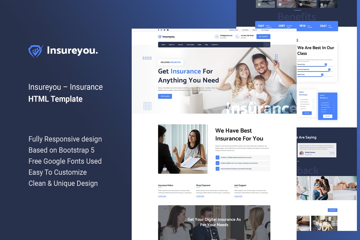 Insureyou - HTML-шаблон для страхования