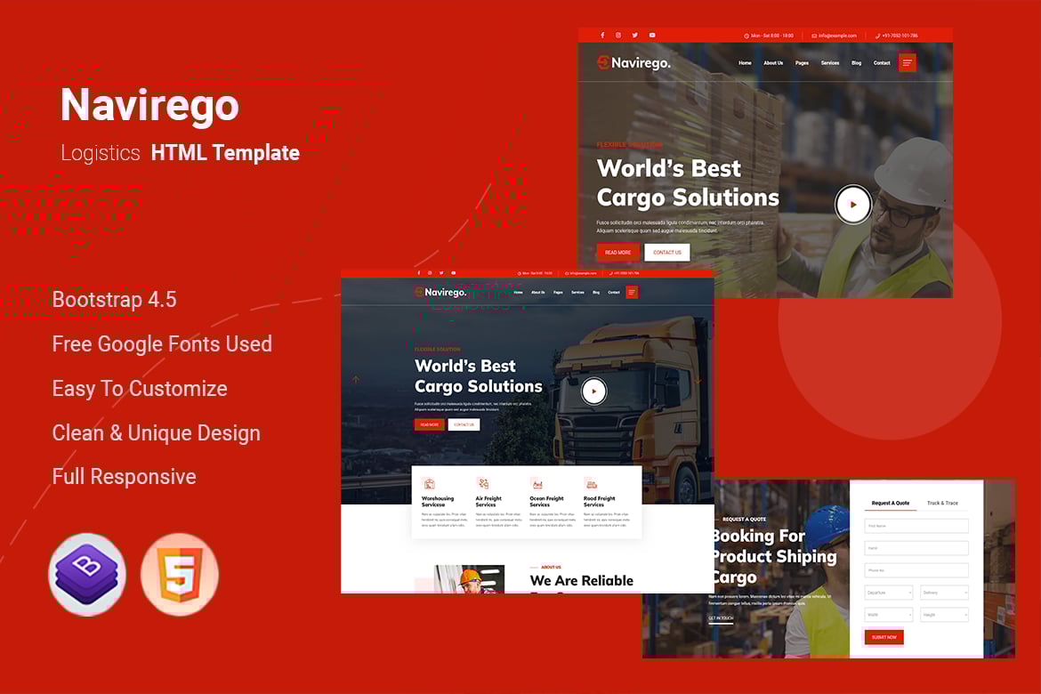 Navirego - HTML-шаблон для логистики