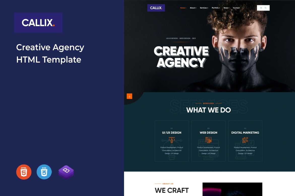 Callix - HTML-шаблон креативного Агентство