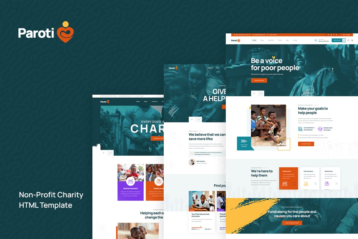Paroti - HTML-шаблон для некоммерческой благотворительной организации
