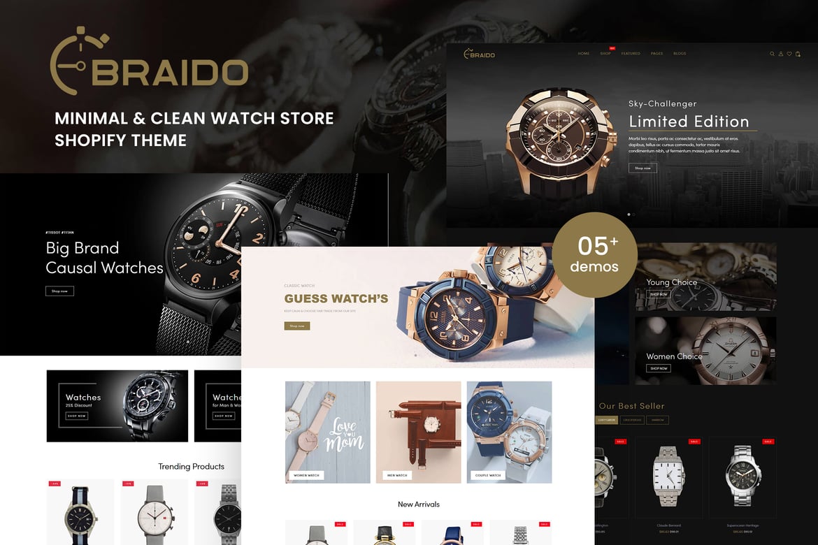Braido - минималистичная и чистая тема Shopify для магазина часов
