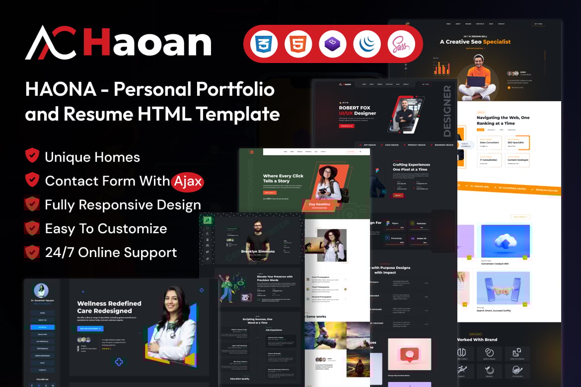 HAONA — HTML-шаблон личного портфолио и резюме