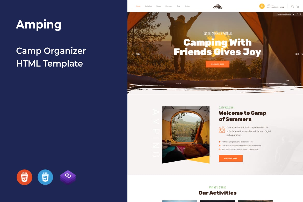 HTML-шаблон для организаторов лагерей Amping