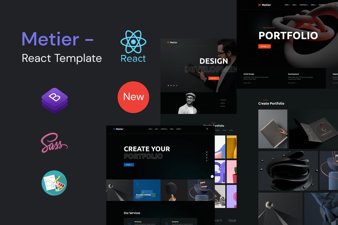 Metier - Шаблон React для личного портфолио