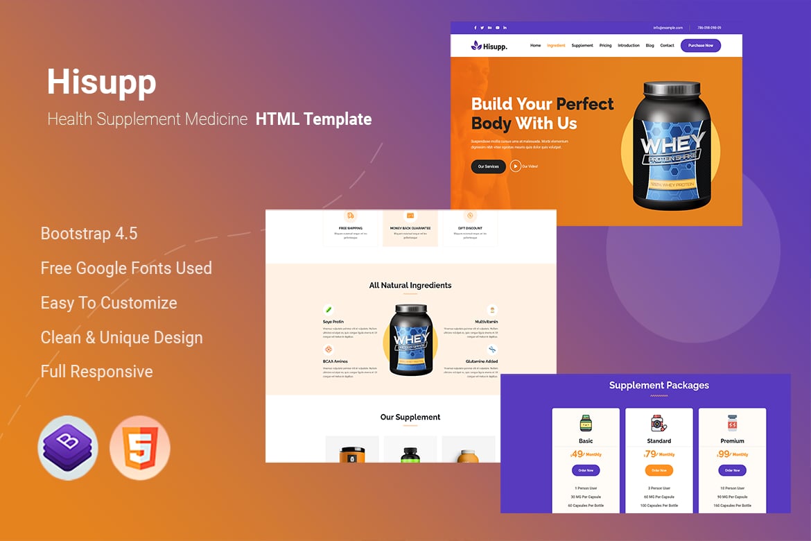 Hisupp - HTML-шаблон Шаблон пищевых добавок