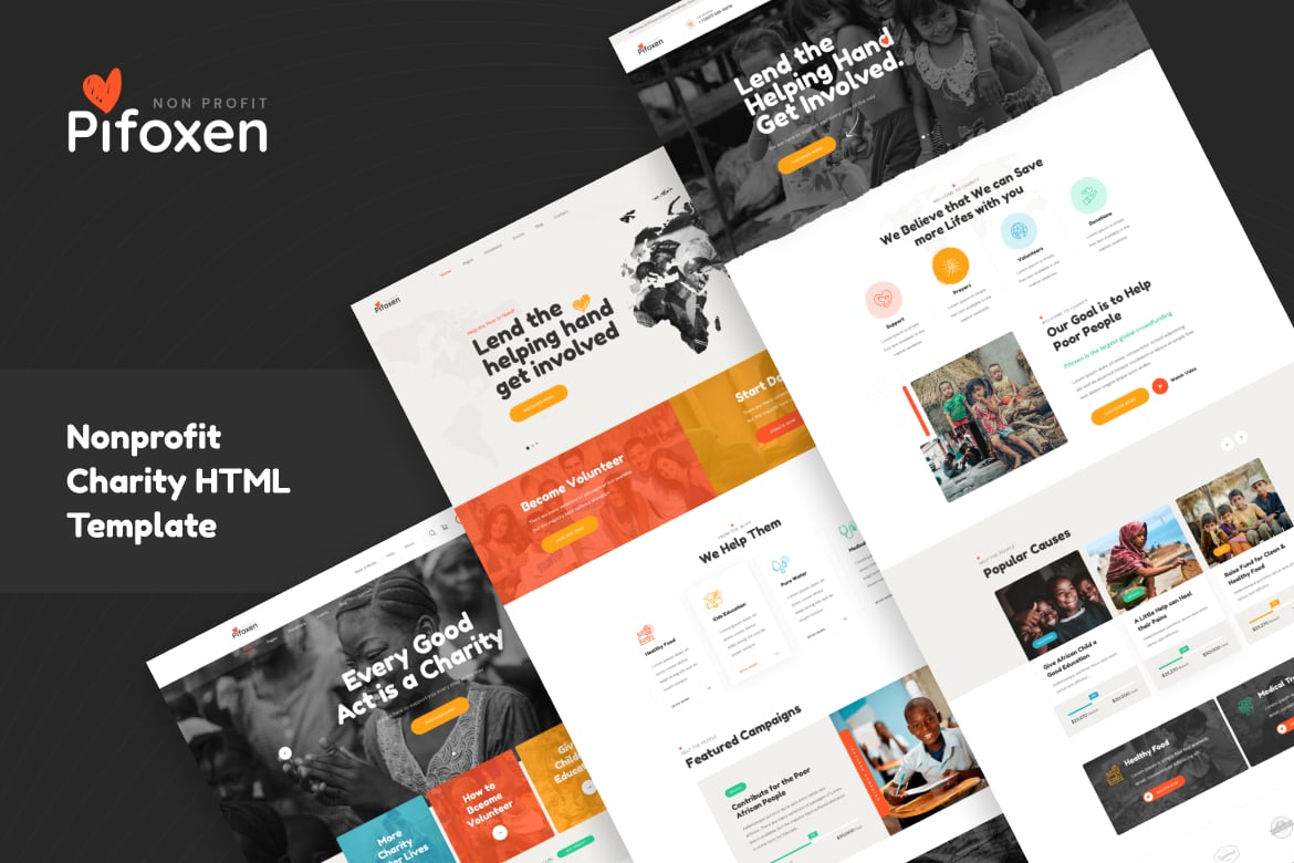 Pifoxen - HTML-шаблон для некоммерческих благотворительных организаций