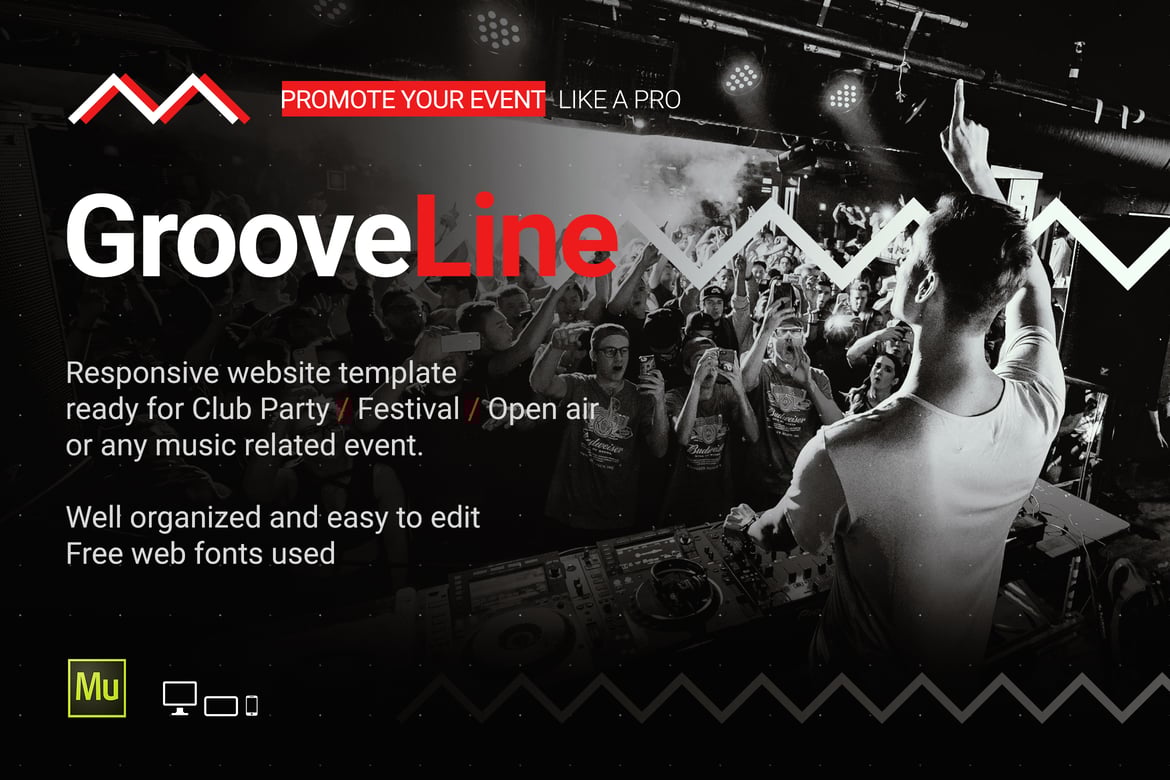 GrooveLine - Шаблон сайта музыкальных мероприятий/фестивалей