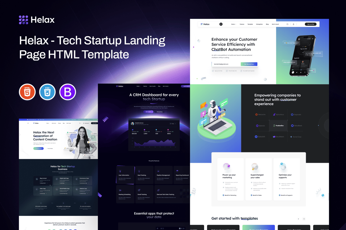 Helax - HTML-шаблон целевой страницы технологического стартапа