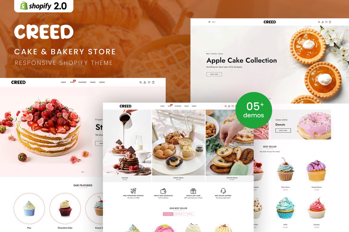 Creed - адаптивная тема Shopify 2.0 для тортов и выпечки
