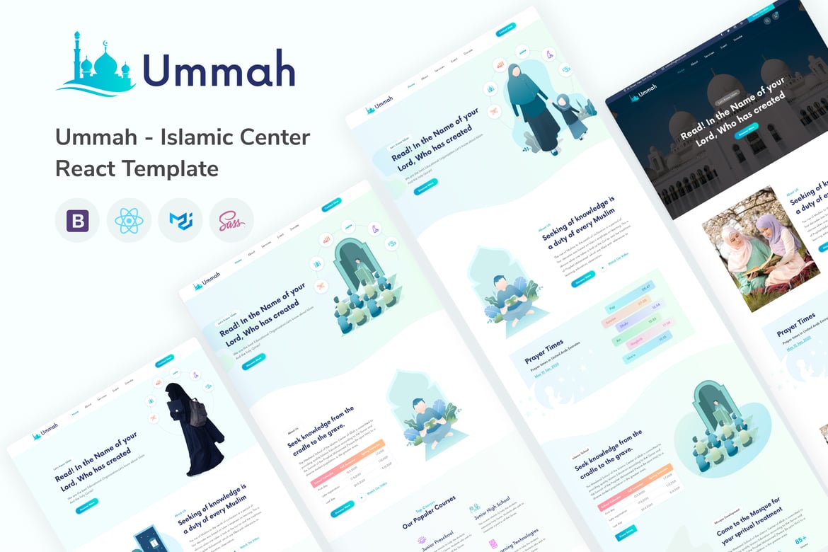 Шаблон React для исламского центра «Умма»