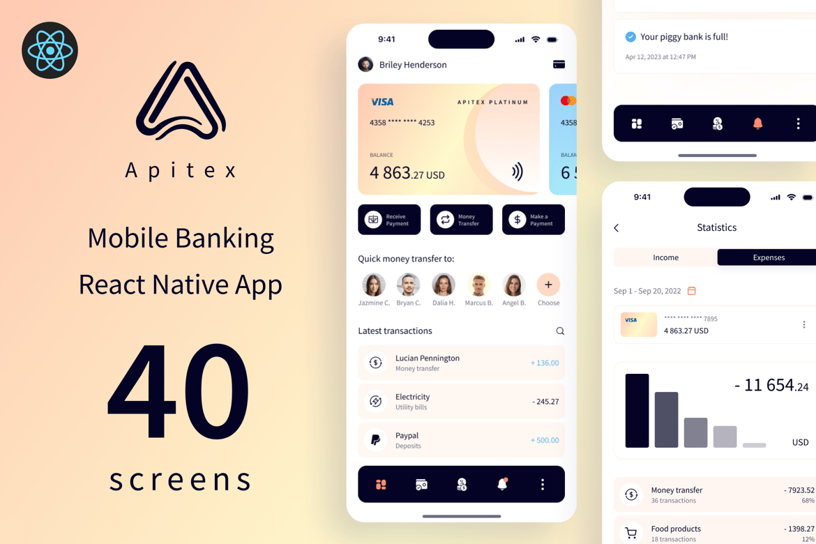 Apitex - Приложение React Native для мобильного банкинга
