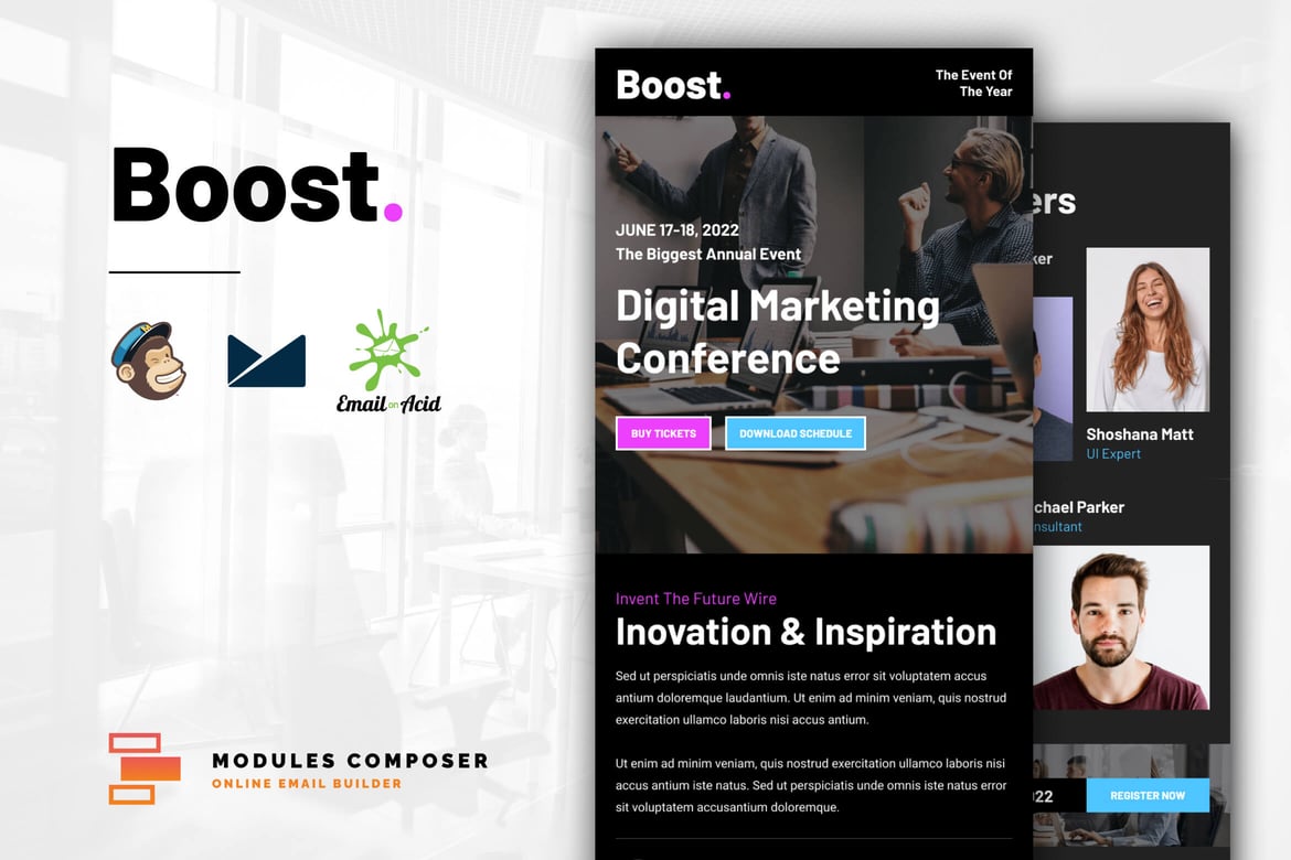 Boost - адаптивная электронная почта для мероприятий/конференций