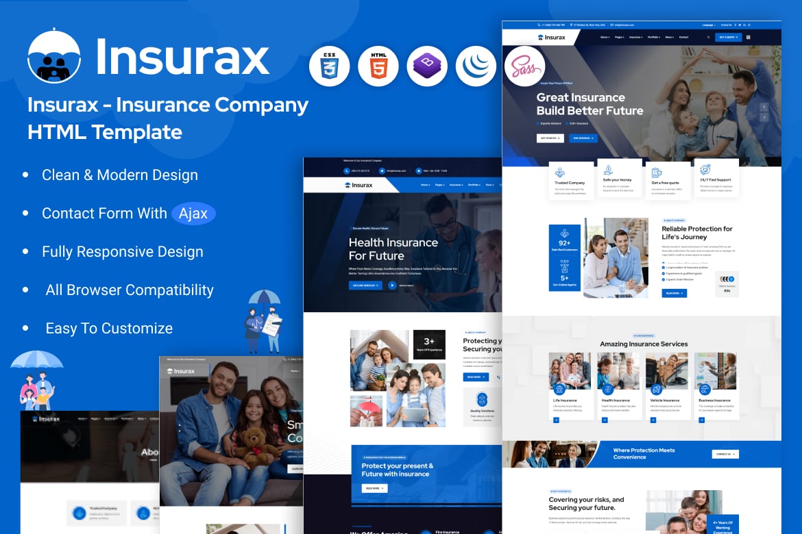 Insurax - HTML-шаблон страховой компании