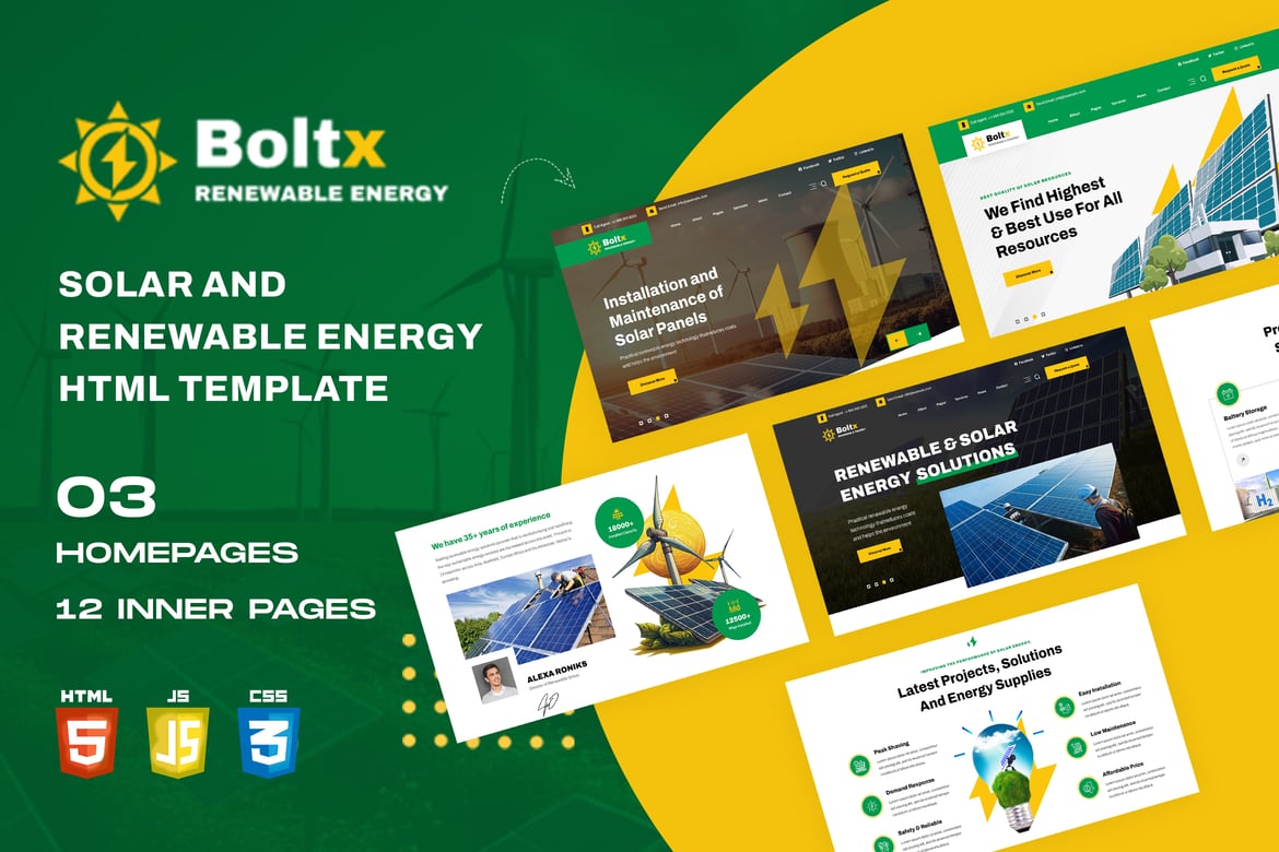 Boltx - HTML-шаблон для солнечной и возобновляемой энергии